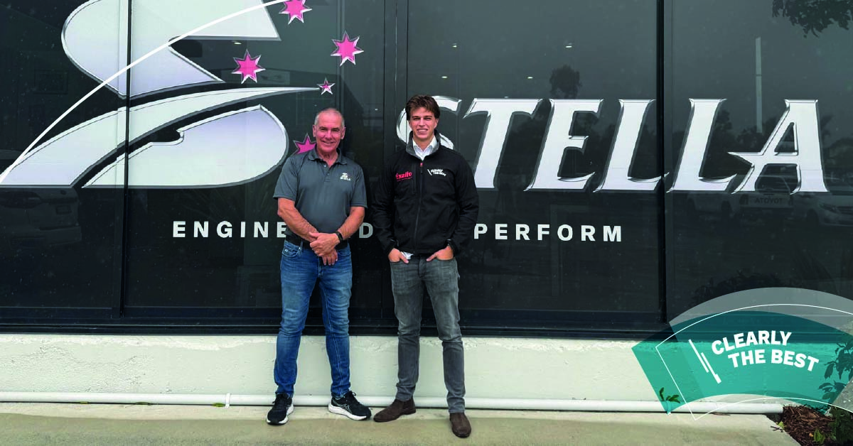 Marc van Beest, International Sales Manager at Exalto Wipers, with David Tanner of Stella Marine, Gold Coast Australia, July 2026.